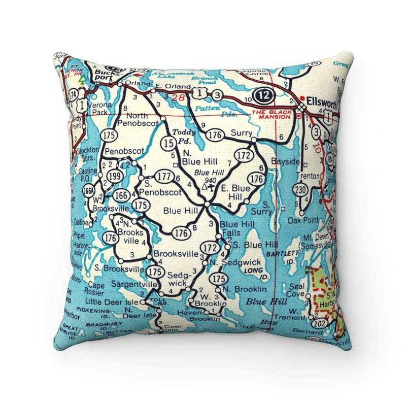 Blue Hill map pillow